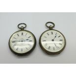 Two silver fob watches