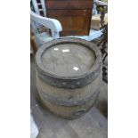 A Victorian coopered oak barrel