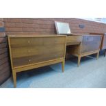 A pair of Uniflex teak and afromosia chests of drawers and modular vanity compartment