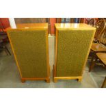 A pair of teak speakers