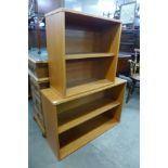 Two small teak bookcases