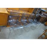 A set of four Italian chrome and Perspex chairs