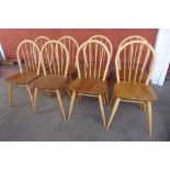 A set of eight Ercol Blonde elm and beech Windsor chairs