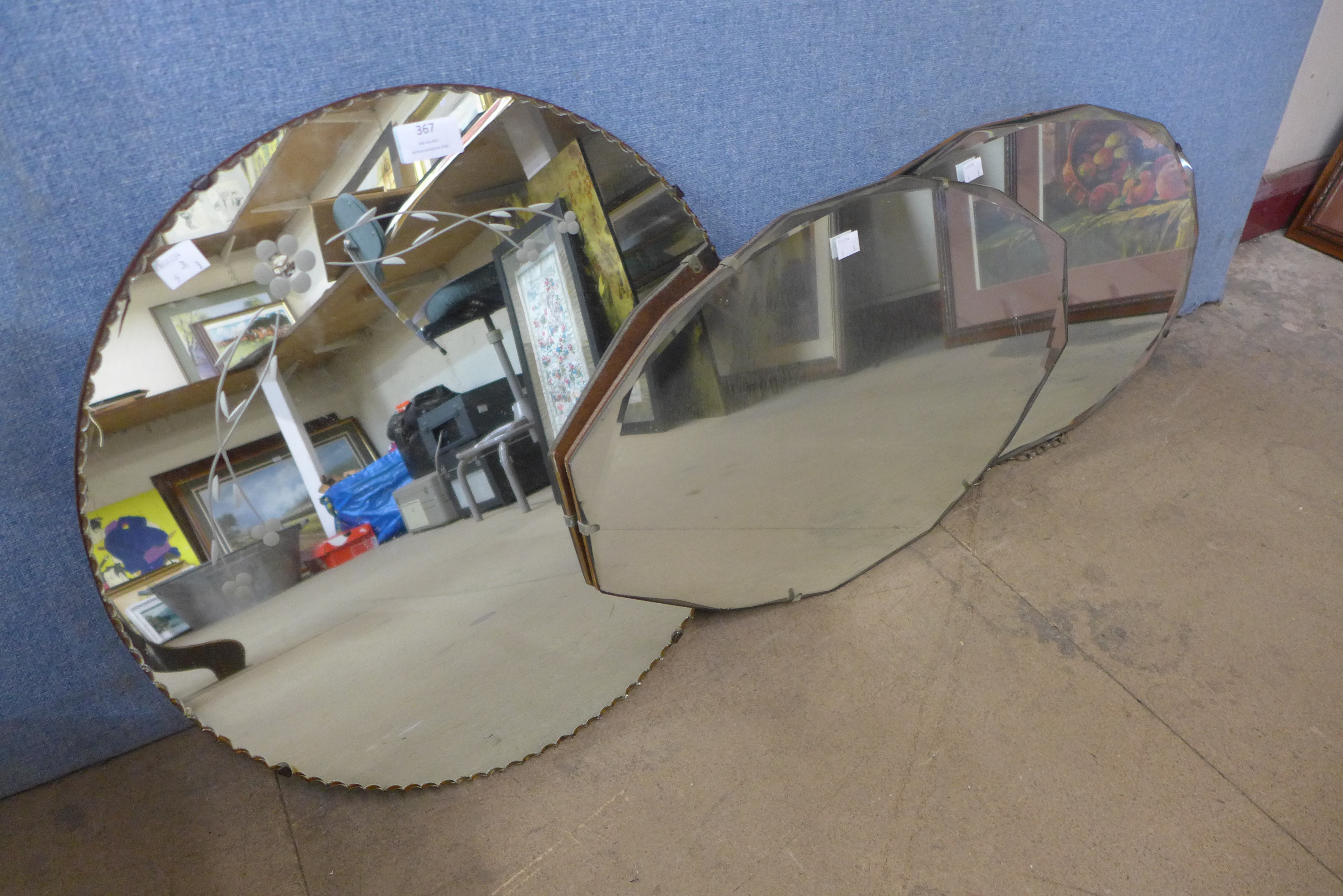 Three bevelled edge mirrors