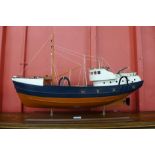 A scale model of a mid 20th Century North Sea trawler