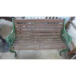 A cast iron ended garden bench