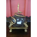 A French style marble and gilt metal snake centrepiece