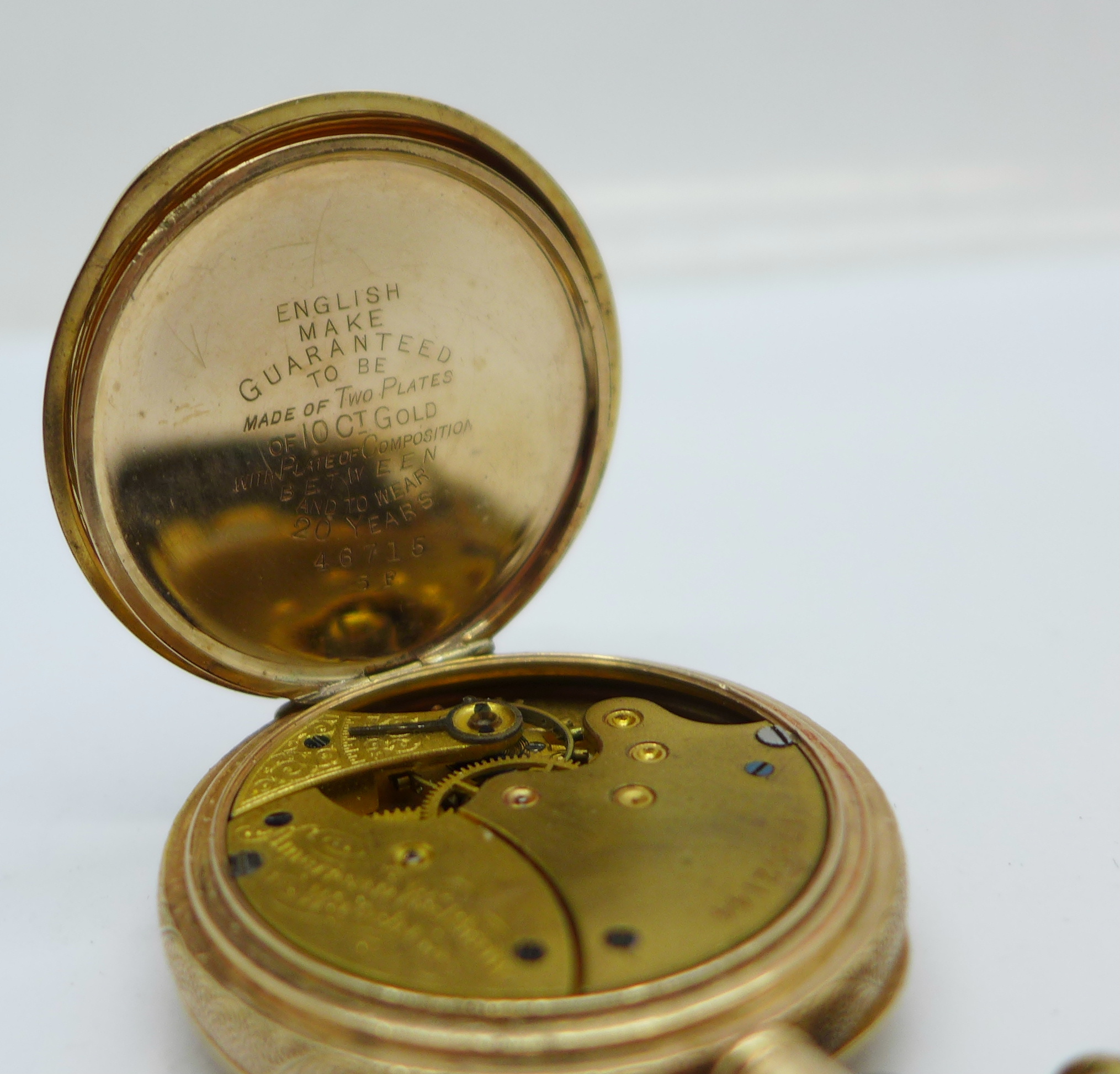 A 10k gold plated Waltham pocket watch, 39mm case - Image 4 of 5