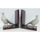 A pair of plated pheasant book ends