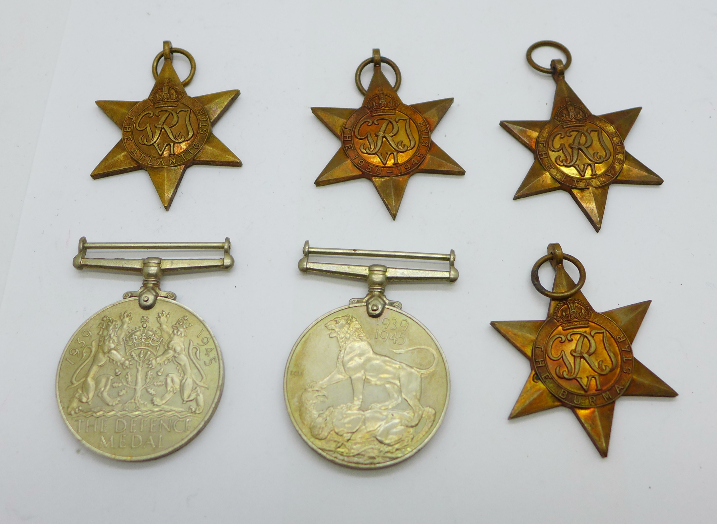 Six WWII medals