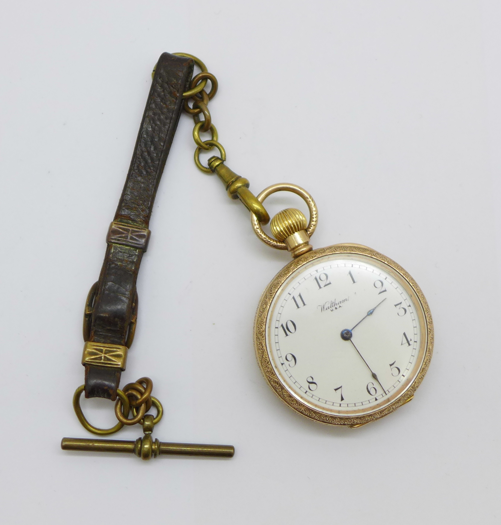 A 10k gold plated Waltham pocket watch, 39mm case