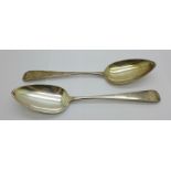 A pair of George III Scottish silver serving spoons, Edinburgh 1812, Newlands & Grierson, 130g