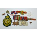 Five WWII medals to C277266 J.F. Sequera, including Africa Star with clasp, two medal bars with '