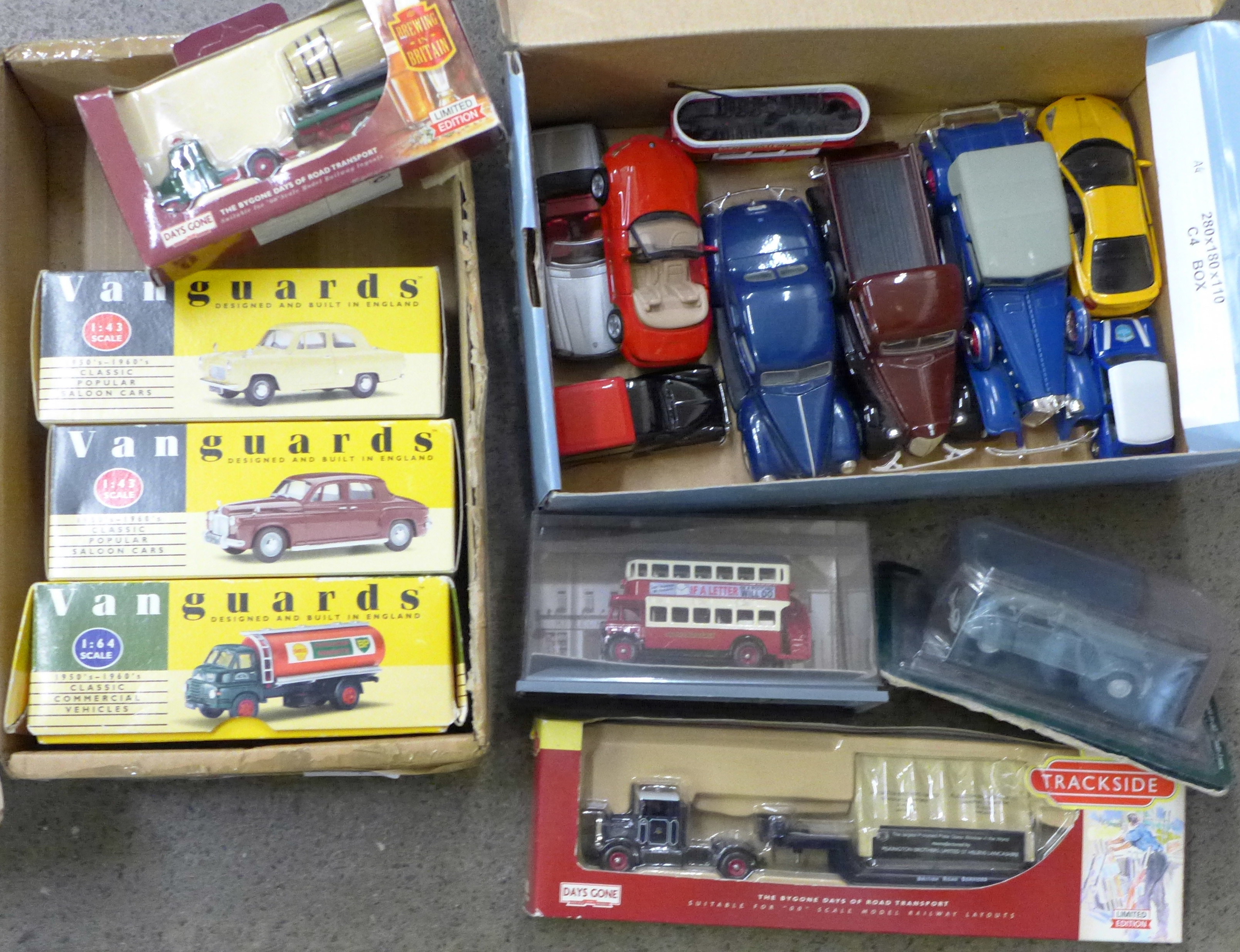 Three Vanguards, Days Gone Trackside and other die-cast model vehicles, seven boxed