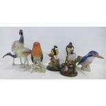 Six figures of birds including Royal Copenhagen, Goebel and Country Artists