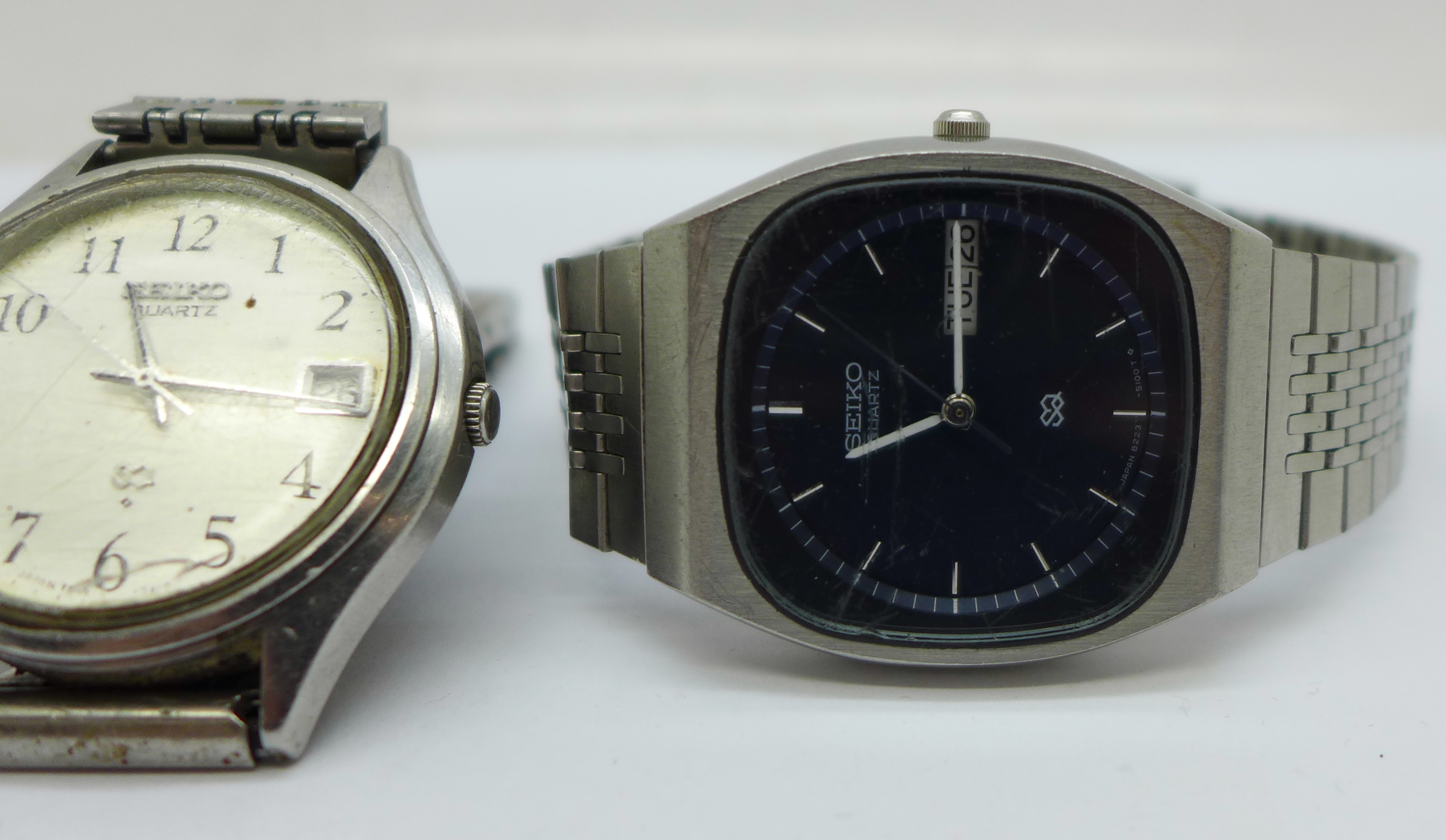 Two gentleman's Seiko quartz wristwatches, (scratched) - Image 2 of 5