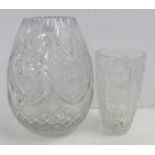 Two lead crystal glass vases, tallest 29cm