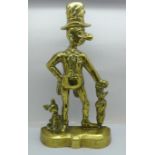 A Victorian Ally Sloper brass door stop, registration mark no. 119802, 29cm