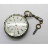 A silver cased pocket watch, the dial marked 'Chronometer, Lever 36647, T.J. Mercer, Coventry'