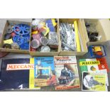 A collection of Meccano including gears and gear outfit and two motors