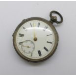 A silver pocket watch, (the hour hand loose and a/f)