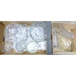 Two boxes of glassware including lead crystal and cut glass and a mirror **PLEASE NOTE THIS LOT IS