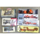 Five Corgi die-cast model vehicles including one Vintage Glory of Steam