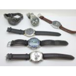 Six chronograph wristwatches, including two Sekonda