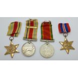 A set of four WWII medals to 43630 A.M. Van-Der-Walt