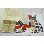 Four WWII medals to 97803 R.B. Davidson, a Boy Scout Marksman Proficiency Certificate to Robert