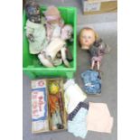 An Armand Marseille doll, other dolls, a Pelham puppet Mr Turnip, boxed, etc.