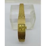 A lady's 9ct gold Accurist wristwatch, weight without movement 15.5g