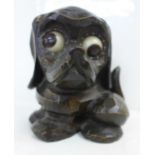 A J. Oswald Black Forest dachshund clock with rotating eyes