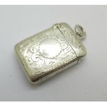 A late Victorian silver vesta case, Birmingham 1897