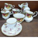 A collection of Royal Albert Old Country Roses china and an Elizabethan Rosamund coffee cup and