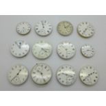A collection of pocket watch movements