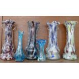 Four tall and two small Venetian glass vases