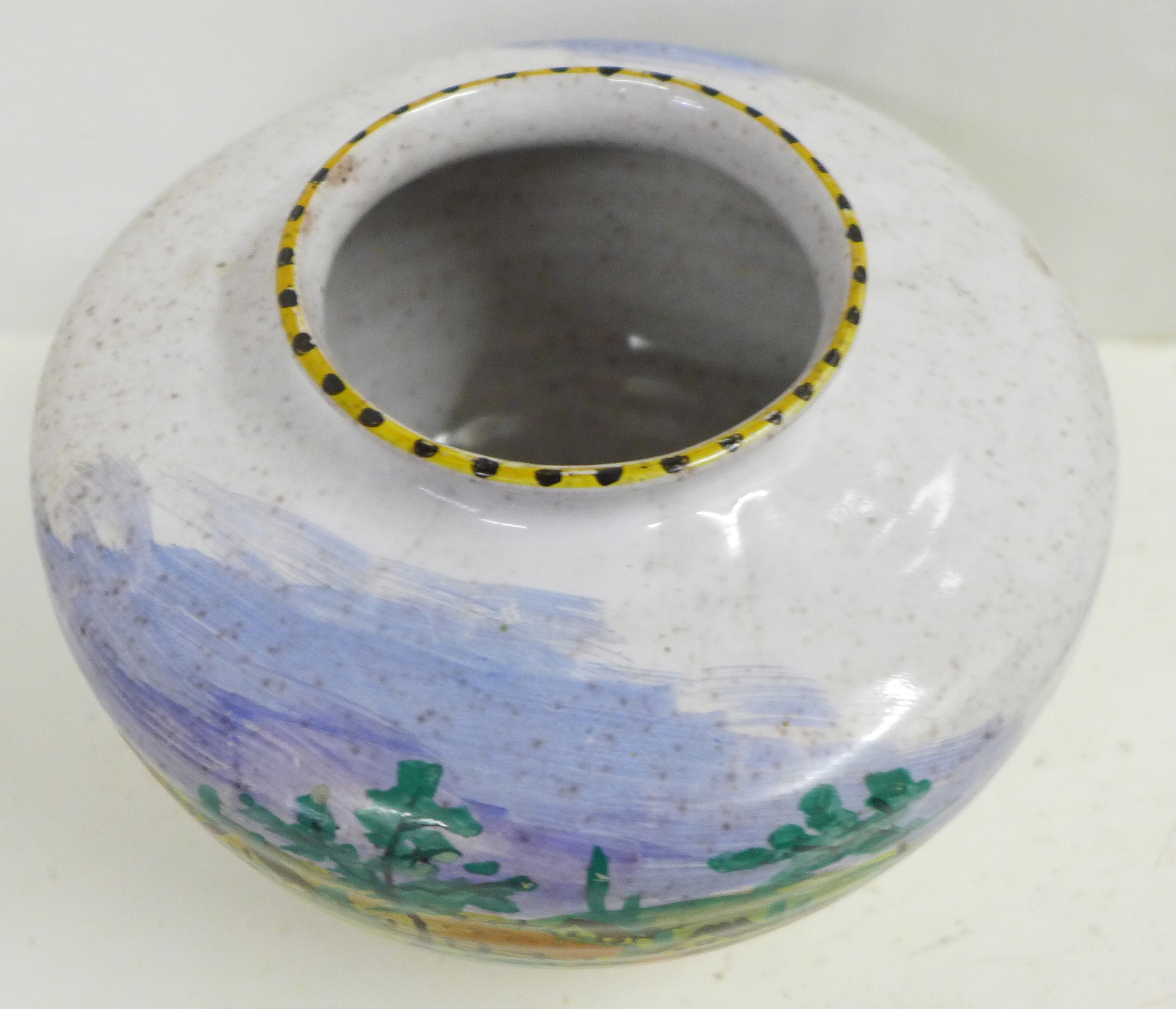 A squat vase, the base with Clarice Cliff Bizarre Newport Pottery backstamp, 11cm tall - Image 2 of 4