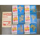 A collection of Waddington's jigsaw puzzles, six in total and an Automapic road map