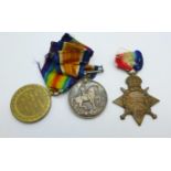 A trio of WWI medals to S-2199 Sjt. J. Ormiston, Gordons, the Star marked Cpl. and Gord. Highrs.