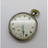 A silver cased top-wind pocket watch