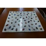 An inlaid specimen marble table top