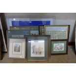 Assorted prints and a Chinese silk picture