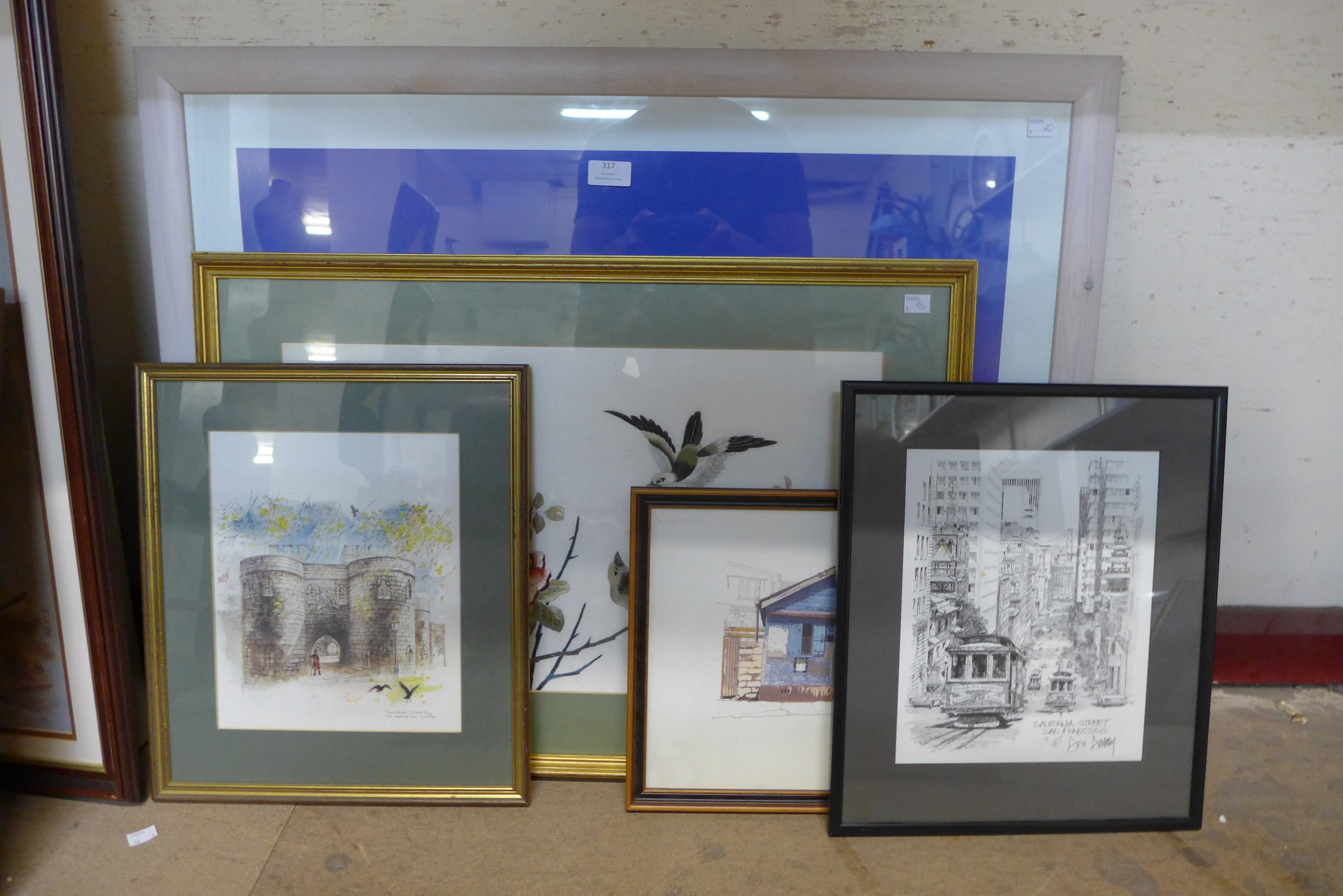 Assorted prints and a Chinese silk picture - Image 2 of 2