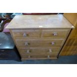 A pine chest of drawers