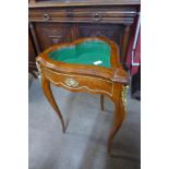 A French Louis XV style walnut and gilt metal mounted heart shaped bijouterie table