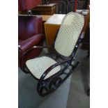 A beech bentwood bergere rocking chair