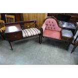 Two mahogany telephone seats