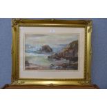 D.S. Hunt, coastal landscape, pastel, framed