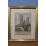 F. Richardson, Jumieges Abbey, watercolour, framed